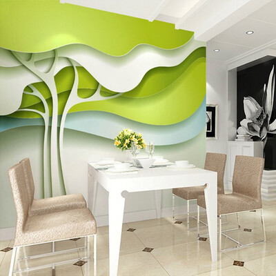 

3D Wallpaper Modern Simple Abstract Art Green Apple Tree Photo Mural Dining Room Living Room Backdrop Wall Decor Papel De Parede