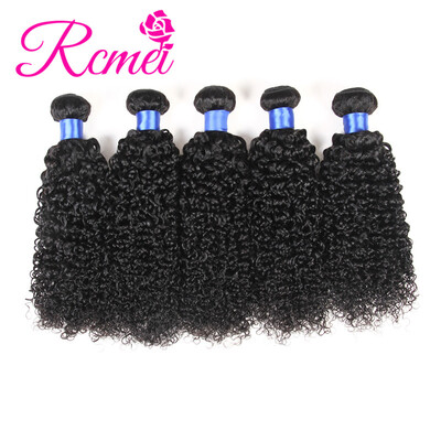 

Rcmei Hair 8A Brazilian Virgin Hair Kinky Curly 5 PcsLot 100 Brazilian Human Kinky Curly black Color Weave