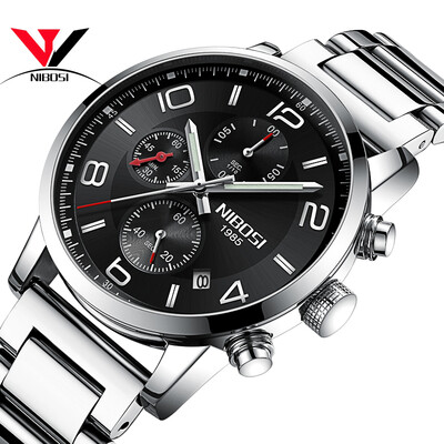 

NIBOSI Quartz Watch Men Sports Men Watch Fashion Top Brand Luxury Waterproof Watches Leather Steel Strap Male Clock Quartz Movemet