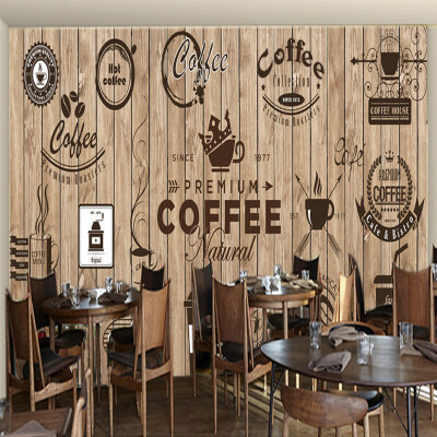 

Custom Any Size 3D Wall Mural Wallpaper Retro Nostalgic Wood Grain Cafe Mural Paintings Living Room Wallpaper Papel De Parede 3D