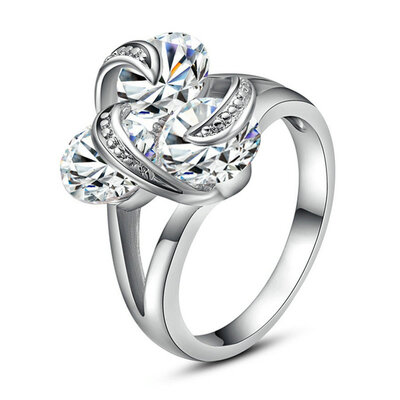 

yoursfs ® 18k белый позолоченные 0.8ct кристалл тройной искусственной Diamond кольца обещания использовать австрийский кристалл модные украшения
