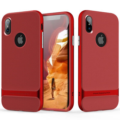 

For iPhone X Case ROCK Royce Ultra Thin Dual Layered Metal Texture Side Buttons Hard PC Soft TPU Protective Shell Case