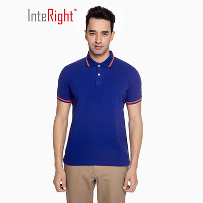 

INTERIGHT cotton POLO shirt mens T-shirt washed casual short-sleeved treasure blue