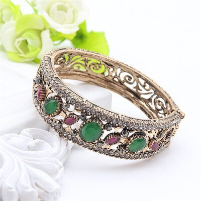 

Simulation Jewelry Women Turkish Bangles Flower Cuff Resin Bracelets Arab Ethnic Antique Pulseiras Feminino Ladies Favorite Gift