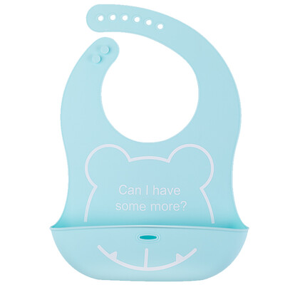 

Small Bear Snow Bear full silicone waterproof bib baby waterproof three-dimensional bib rice pocket adjustable baby eating bib disposable blue 97719