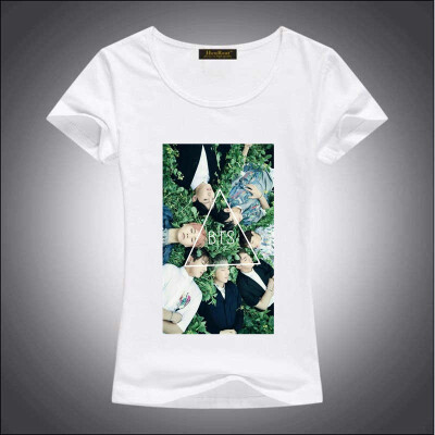 

HenReat High quality silk cotton white solid color short sleeve women BTS print T-shirt