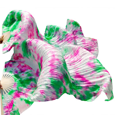 

2017 Stage Performance 100 Silk Belly Dance Fans Gradient Colour Dance Accessories Belly Dancing Silk Fans Mixed Colors