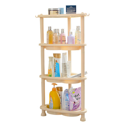 

Ai Laiya rack bathroom rack kitchen bathroom storage shelf plastic floor storage shelf corner frame triangle four layers coffee color J1440B
