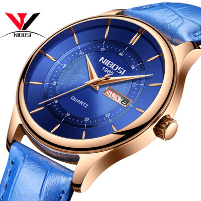 

Relogio Masculino NIBOSI Mens Watches Top Luxury Watch Waterproof Fashion Sport Genuine Leather Erkek Kol Saat Mens Wristwatch