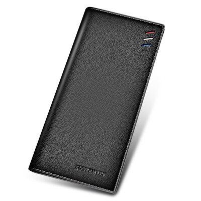 

BOSTANTEN mens wallet suede leather long wallet mens business casual wallet B3174011 black