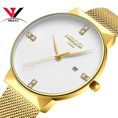

Часы Mesh Band Montre Homme NIBOSI Watch Men Luxury Brand Знаменитые мужские часы из нержавеющей стали Серебряные кварцевые наручные часы для мужчин
