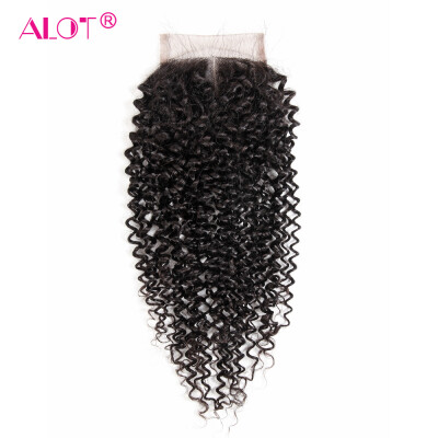 

Alot Malaysian Kinky Curly Virgin Hair 100% Lace Closure 4*4 Human Hair Cheap Free/Middle/Three Part 1Pcs Lace Closure Natural Col