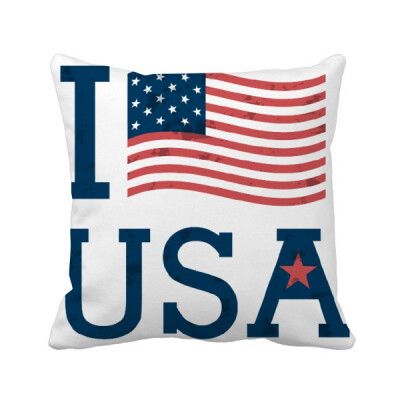 

I Love USA America Flag Culture Square Throw Pillow Insert Cushion Cover Home Sofa Decor Gift