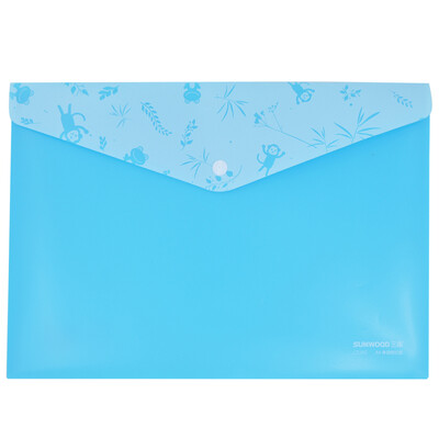 

Miki SUNWOOD 12 Pack A4 semitransparent&colorful series of snap file bag bag C2385 blue office stationery