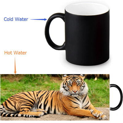 

Tiger 350ml/12oz Heat Reveal Mug Color Change Coffee Cup Sensitive Morphing Mugs Magic Mug Milk Tea Cups