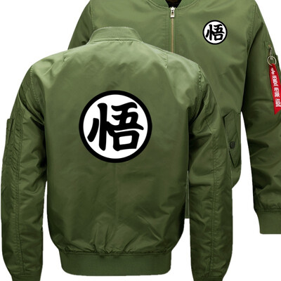 

Dragon Ball Word Bomber Flight Flying Jacket Winter thicken Warm Zipper Men Jackets Anime Mens Casual Coat