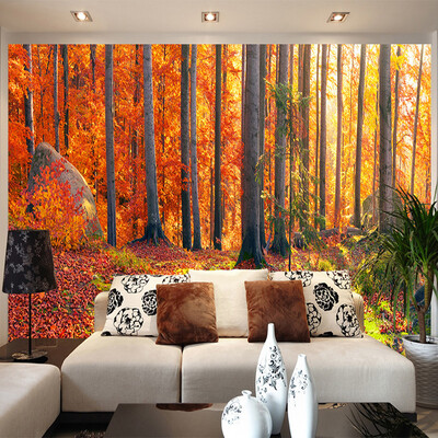 

Custom Mural Wallpaper 3D Stereo Golden Forest Nature Scenery Photo Wall Painting Living Room Restaurant Cafe Background Wall 3D