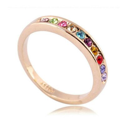 

Yoursfs® 18K Rose Gold Plated Crystal Round Ring Use Multi Austrian Crystal Bridal Ring