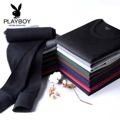 

Playboy Qiuyi Qiuku Mens Thin Cotton Thermal Underwear Set Round Collar Foundation Bottom Lingerie Cotton Sweater Navy