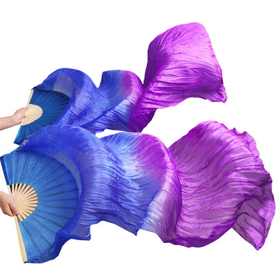 

2017 New arrivals women silk belly dance fans veils of belly dance fans Royal Blue + Purple