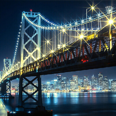 

Пользовательские 3D HD фотографии Фото обои Modern City Night Views Bridge River Wall Mural Нетканые обои для постельного белья