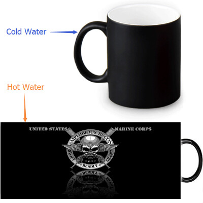 

USMC 350ml/12oz Heat Reveal Mug Color Change Coffee Cup Sensitive Morphing Mugs Magic Mug Milk Tea Cups