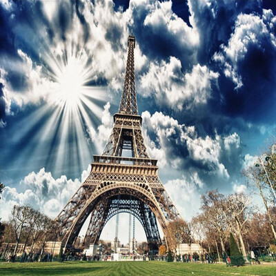 

Modern 3D Eiffel Tower Blue Sky Sunshine Photo Wall Murals Wallpaper Living Room Study Backdrop Wall Papers Papel De Parede 3 D