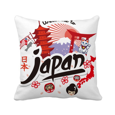 

Japan Red Black Map Girl Lucky Cat Square Throw Pillow Insert Cushion Cover Home Sofa Decor Gift