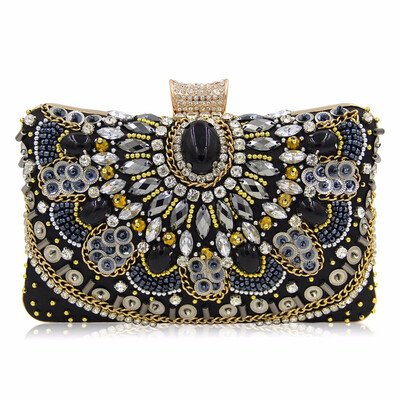 

Milisente Women Evening Bags Silver Clutch Luxury Wedding Purse Sister Party Beaded Bag