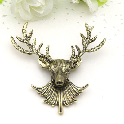 

Personality Deer Bucks Brooch Pin Antique Gold Color Tough Lines Animal Antlers brooches broches Simulation carving Forest Badge