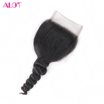 

Alot Hair 7A Malaysian Virgin Hair Loose Wave Closure 4x4 Lace Closure with Baby Hair