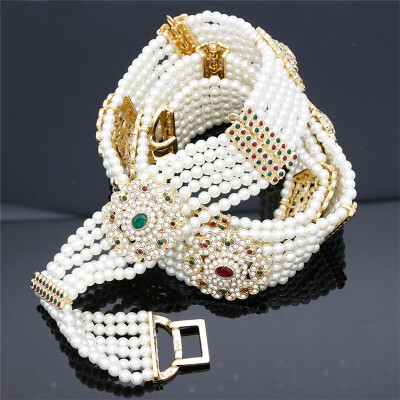 

Luxuriant Women Beaded Waist Chain Medieval Noble Belt Adjustable Length Jewelry India Bridal Nigeria Wedding Hollow Flower Belt