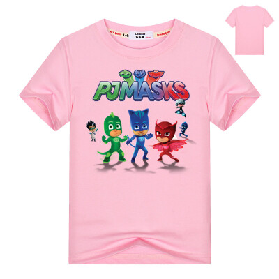 

PJ MASKS Cartoon Print Дети Футболки с коротким рукавом Детская одежда для девочек Летние майки для девочек Хлопковые тройники Топ