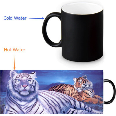 

Tiger 350ml12oz Heat Reveal Mug Color Change Coffee Cup Sensitive Morphing Mugs Magic Mug Milk Tea Cups