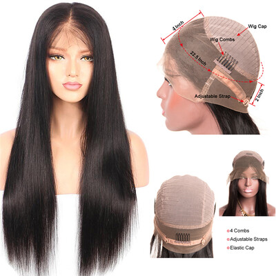 

360 Lace Frontal Wigs for Black Women Pre Plucked 150 Density Brazilian Straight Human Hair Wigs with Baby Hair