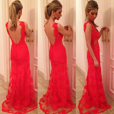 

Lovaru ™Europe 2015 new female fashion red gown V Halter collar ladies dress slim package hip lace dress wedding dresss