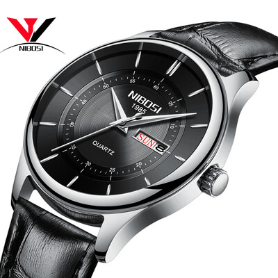 

Relogio Masculino NIBOSI Mens Watches Top Luxury Watch Waterproof Fashion Sport Genuine Leather Erkek Kol Saat Mens Wristwatch