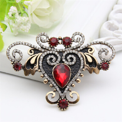 

Vintage Turkish Flower Brooch Pin Antique Gold Color Crystal Corsage Resin Broches Brooches Arab Lady Lapel Hijab Scarf Pin