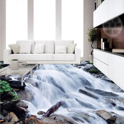 

Free Shipping Bathroom kitchen waterfall 3d floor self-adhesive bedroom office living room flooring wallpaper mural 250cmx200cm