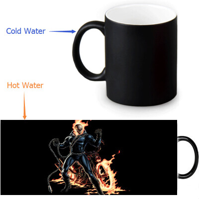 

GHOST RIDER 350ml/12oz Heat Reveal Mug Color Change Coffee Cup Sensitive Morphing Mugs Magic Mug Milk Tea Cups