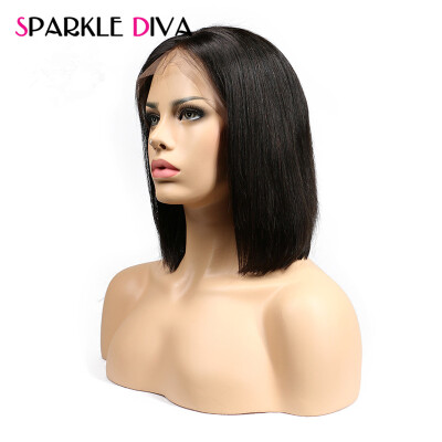 

Sparkle Diva Hair Lace Front Wigs For Women Straight Brazilian Virgin Human Hair Short Bob Wigs Bleached Knots Glueless Lace Wigs