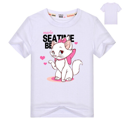 

2018 Fashion kawaii T shirt Girls Summer Tops Casual Cotton 3D Marie Cat Print и с коротким рукавом O-образным вырезом Vogue tshir