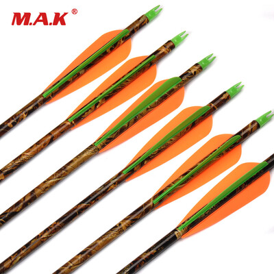 

6 pcs Camo Aluminum Arrow 30 Inches Changable Arrowhead Camouflage Shaft for 30-80lbs Compound Bow Archery Hunting