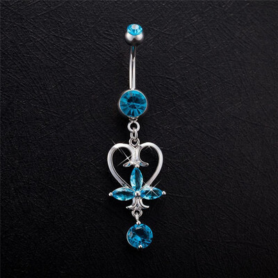 

Sexy Girl Crystal Flower Belly Button Heart-Shaped Подвеска Athena Sign Body Piercing Jewelry Anti Аллергические танец живота