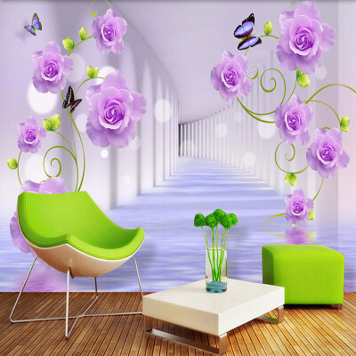 

Custom Photo Wallpaper Modern Purple Rose Flowers 3D Stereoscopic Living Room TV Sofa Background Wall Home Decor 3D Wall Murals