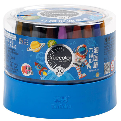 

TRUECOLOR 36 color student hex rod silky easy to paint oil pastels childrens crayon painting pen blue barrel OP2068