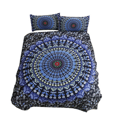 

iDouillet Blue Peacock Mandala Bohemian Microfiber Bedding Set Includes 1 Duver Cover&2 Pillowcases Full Twin Queen King Size