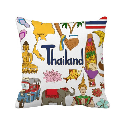 

Thailand Landscap Animals National Flag Square Throw Pillow Insert Cushion Cover Home Sofa Decor Gift