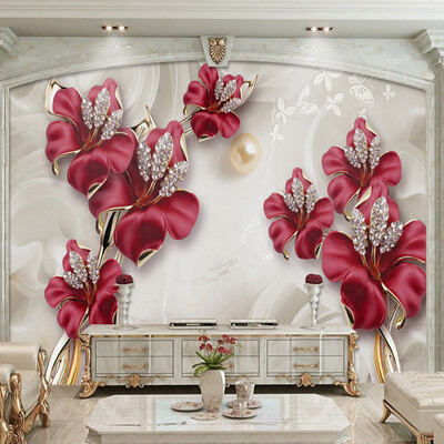 

Пользовательские обои Mural 3D Stereo Relief Цветы Ювелирные изделия Фото Стены Картина Гостиная Телевизор Диван Фон Обои Бумага Главная Декор