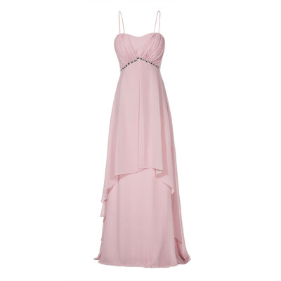 

CAZDZY Spaghetti Straps Empire Waist Beaded Chiffon Evening Dress